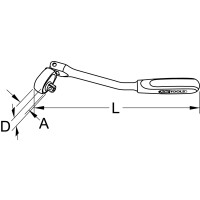 3/8" CHROMEplus Gelenk-Umschaltknarre, gebogen, 72 Zahn