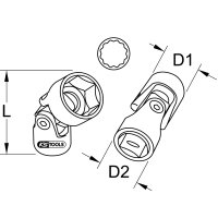 3/8" CHROMEplus® 12-kant-Stecknuss mit Gelenk, 3/8"