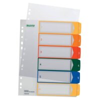 1292 Zahlenregister - PP, blanko, bedruckbar, A4 Überbreite, 6 Blatt, farbig