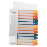 1294 Zahlenregister - PP, blanko, bedruckbar, A4 Überbreite, 12 Blatt, farbig