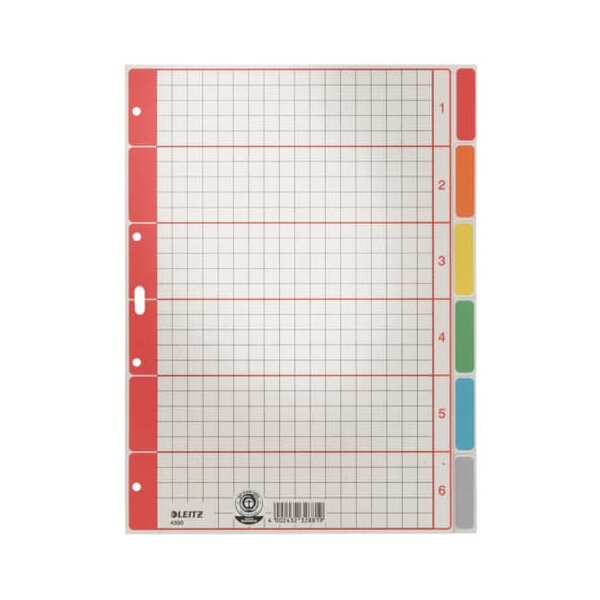 4350 Register - blanko, Karton, farbig bedruckt, A4, 6 Blatt