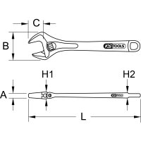EDELSTAHL Rollgabelschlüssel, verstellbar, 6"