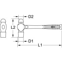 EDELSTAHL Schlosserhammer mit Fiberglasstiel, 230g