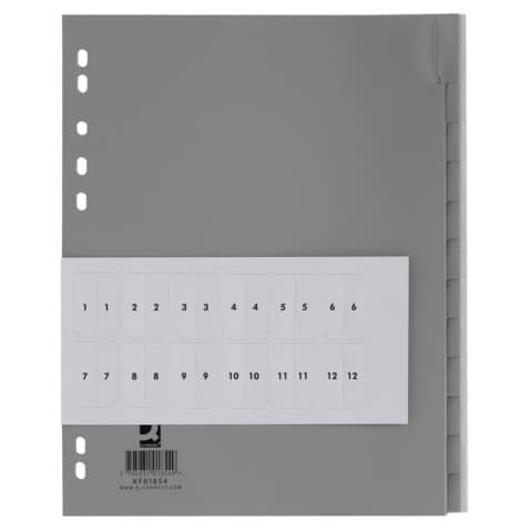 Register - blanko, PP, A4 Überbreite, 12 Blatt, grau