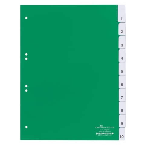 Register - Hartfolie, blanko, grün, A4, 10 Blatt