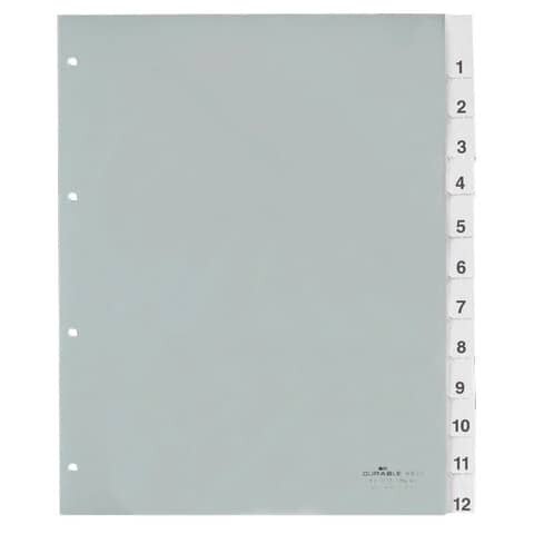 Register, Hartfolie, transparent, DIN A4, Überbreite, 230/245 x 297 mm, 12 Blatt