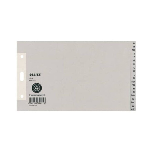 1206 Papierregister A - Z - A5 quer, Überbreit, 100 g/qm, 20 Blatt, grau