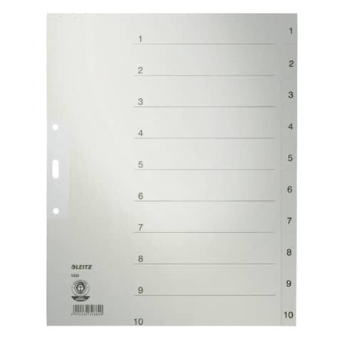 1232 Zahlenregister - 1-10, Papier, A4 Überbreite, 10 Blatt, grau