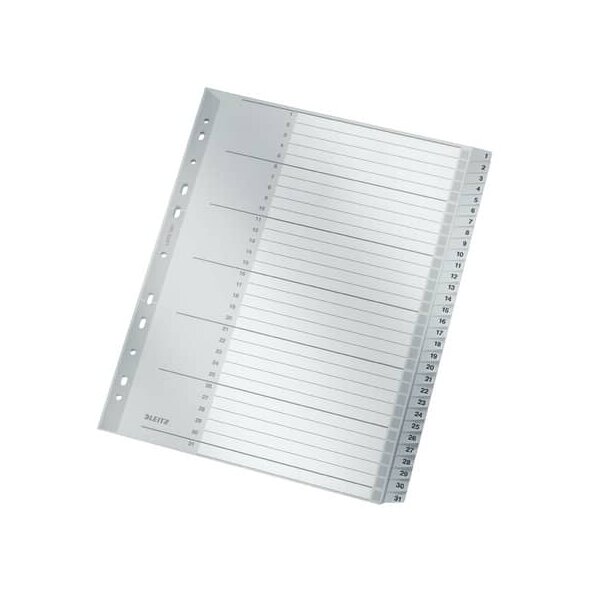1281 Zahlenregister - 1-31, PP, A4 Überbreite, 31 Blatt, grau