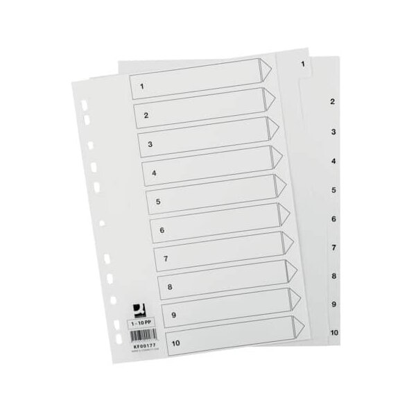 Zahlenregister - 1 - 10, PP, A4, 10 Blatt, weiß