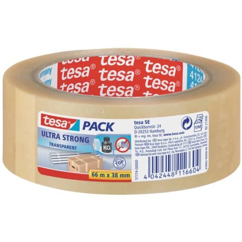 tesa Packband tesapack® 4124 ultra strong transparent 38,0 mm x 66,0 m 1 Rolle