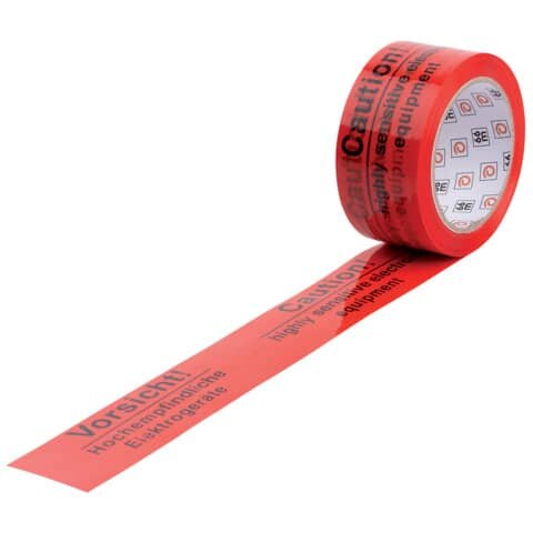 Warnband "Vorsicht hochempfindliche Elektrogeräte" - rot/schwarz, 50 mm x 66 m