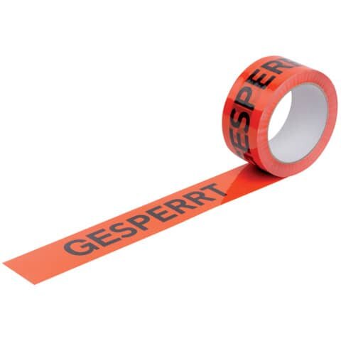 Warnband "GESPERRT" - orange/schwarz, 50mm x 66m