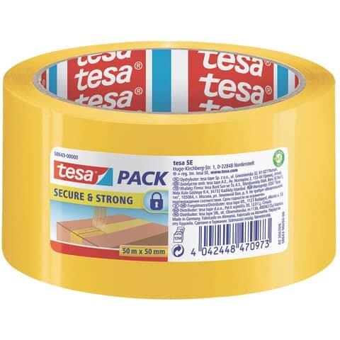 tesa Packband Secure & Strong gelb 50,0 mm x 50,0 m 1 Rolle