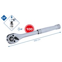 3/8" Umschaltknarre mit Metallgriff, 100 Zahn