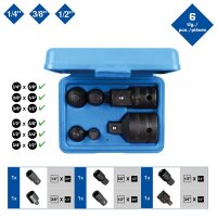 Kraft-Adapter-Satz, 6-tlg, 1/4" + 3/8" + 1/2" + 3/4"