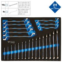 Schaumstoffeinlage mit 24 Ringmaul- und Doppelringschlüssel