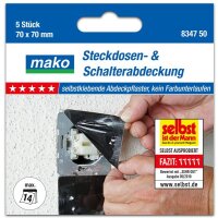 Steckdosenabdeckung selbstklebend (5 Stern), 70 x 70mm, 5 Stück