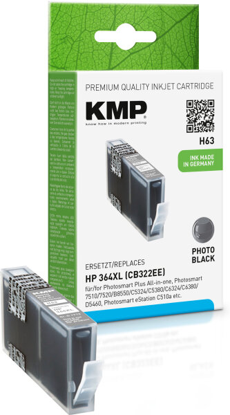 KMP H63  Foto schwarz Druckerpatrone kompatibel zu HP 364XL (CB322EE)