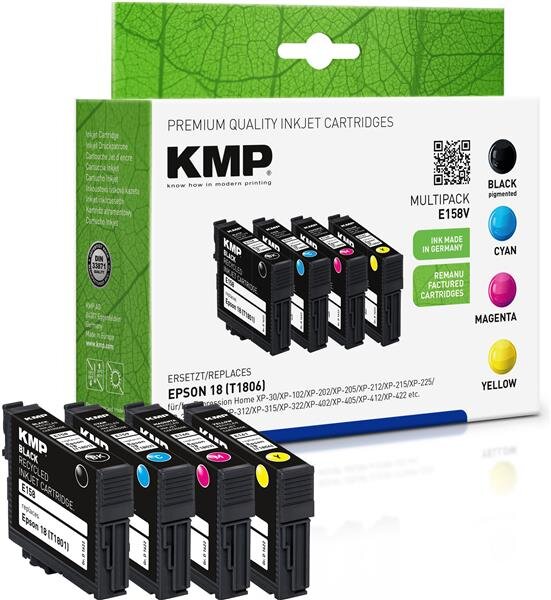 KMP E158V  schwarz, cyan, magenta, gelb Druckerpatronen kompatibel zu EPSON 18 / T1806, 4er-Set