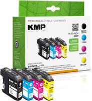 KMP B60V  schwarz, cyan, magenta, gelb Druckerpatronen kompatibel zu brother LC123VALBPDR, 4er-Set