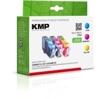 KMP C74V  cyan, magenta, gelb Druckerpatronen kompatibel zu Canon CLI-521 C/M/Y, 3er-Set