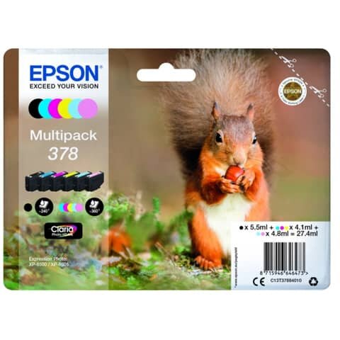 EPSON 378/T37884  schwarz, cyan, magenta, gelb, light cyan, light magenta Druckerpatronen, 6er-Set