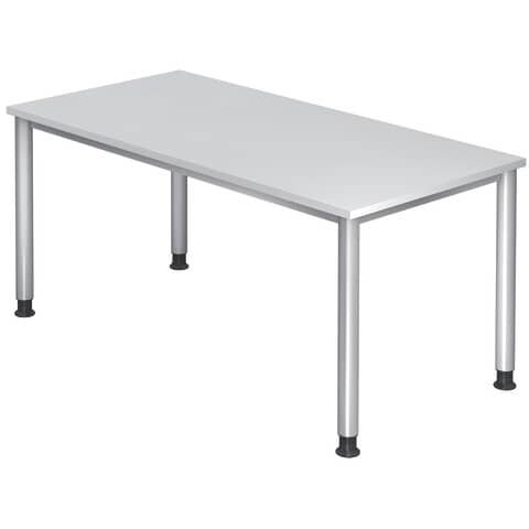 HAMMERBACHER HS16 höhenverstellbarer Schreibtisch weiß rechteckig, 4-Fuß-Gestell silber 160,0 x 80,0 cm