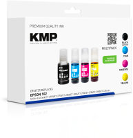 KMP  schwarz, cyan, magenta, gelb Tintenflaschen kompatibel zu EPSON 102 (T03R640), 4er-Set