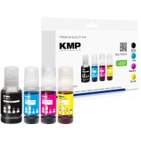 KMP  schwarz, cyan, magenta, gelb Tintenflaschen kompatibel zu EPSON 102 (T03R640), 4er-Set