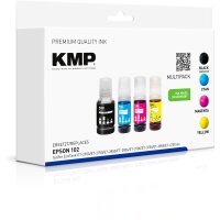 KMP  schwarz, cyan, magenta, gelb Tintenflaschen kompatibel zu EPSON 102 (T03R640), 4er-Set