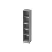Regal schmal 5OH mit Sockelblende Grau