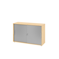 Schiebet&uuml;renschrank 2 OH RE Ahorn/Silber