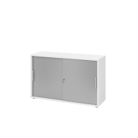 Schiebet&uuml;renschrank 2 OH RE Wei&szlig;/Silber