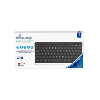 MediaRange Wired keyboard with 78 ultraflat keys, compact-sized, QWERTZ (DE/AT), black