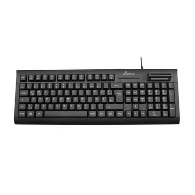 MediaRange Wired keyboard with chip card terminal, QWERTZ (DE/AT), black