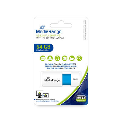 MediaRange USB flash drive, color edition, light blue, 64GB