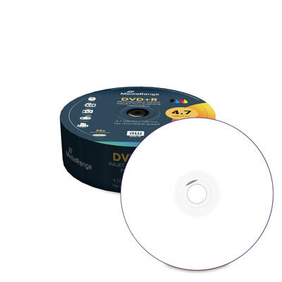 MediaRange DVD+R 4.7GB I 120min, 16x speed, inkjet fullsurface printable, 25-Pack
