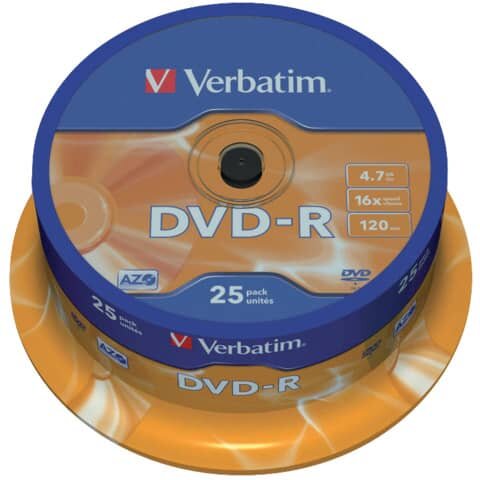 DVD-R - 4.7GB/120Min, 16-fach/Spindel, Packung mit 25 Stück