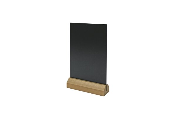 Tischaufsteller / Preisschilder, mit lackiertem Naturholzfuß Tischaufsteller mit lackiertem Holzfuß 138 x190 mm