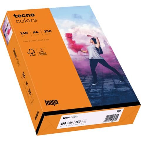 Multifunktionspapier tecno® colors - A4, 160 g/qm, pastellorange, 250 Blatt
