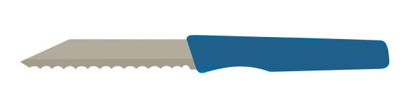 Brötchenmesser, Wellenschliff, Griff blau
