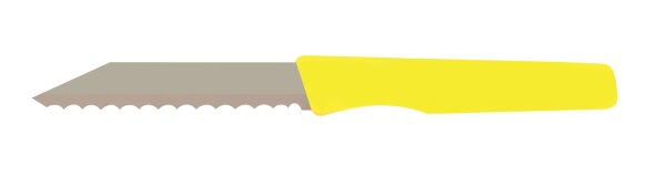 Brötchenmesser, Wellenschliff, Griff gelb