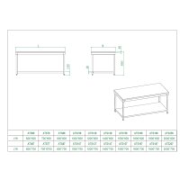 Arbeitstisch aus Edelstahl, 70 x 70