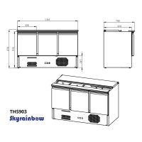 Saladette 3 Türen, Inhalt 260 L, 137 x 70