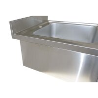 Spültisch aus Edelstahl, zwei Becken Mitte, 140 x 60