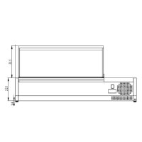 Kühlaufsatzvitrine GN 1/4, 200 x 34, Edelstahldeckel