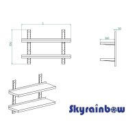 Wandbord Edelstahl verstärkt, 2 Böden, 160x30