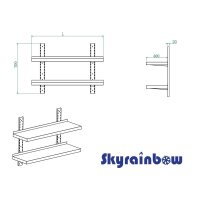 Wandbord Edelstahl verstärkt, 2 Böden, 180x40 6