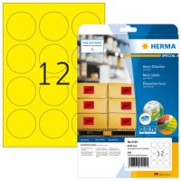 5152 Etiketten A4 neon-gelb &Oslash; 60 mm rund...